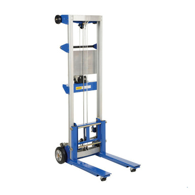  Manual Stacker Lift, 500 lb Load Capacity, 21" D x 67" H, Standard Lift Design, Hand-Crank Winch