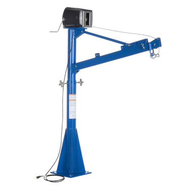 Industrial Jib Crane, 1,500 lb Uniform Capacity, 115V AC, 1/3 HP, 43.0625"-66.75" Boom Reach, 360° Manual Rotation
