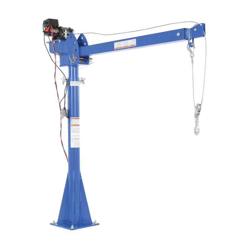  Industrial Jib Crane, 2,000 lb Capacity, 12 Volt DC, 1 HP, 360° Manual Rotation, 51.25"-87.25" Boom Reach