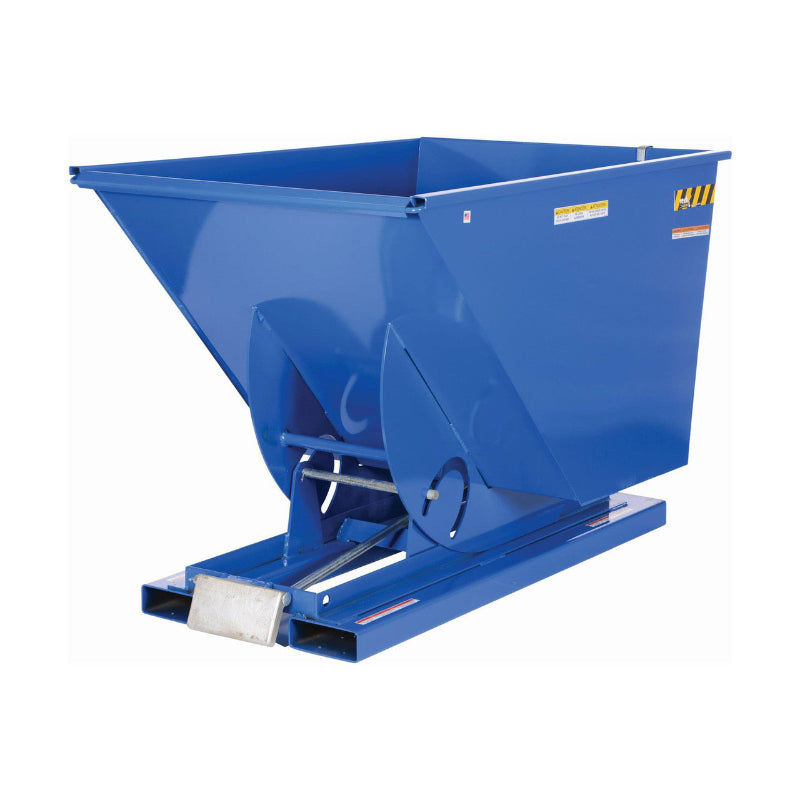 Blue dump truck with a metal frame, designed for transporting materials, showcasing its robust construction and capacity.