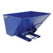 A blue dump truck with a steel frame, designed for transporting heavy loads, showcasing its robust construction.