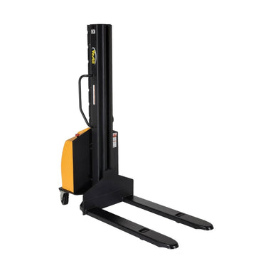 Electric Pallet Stacker, Fixed Forks, 2"–118" Lift Range