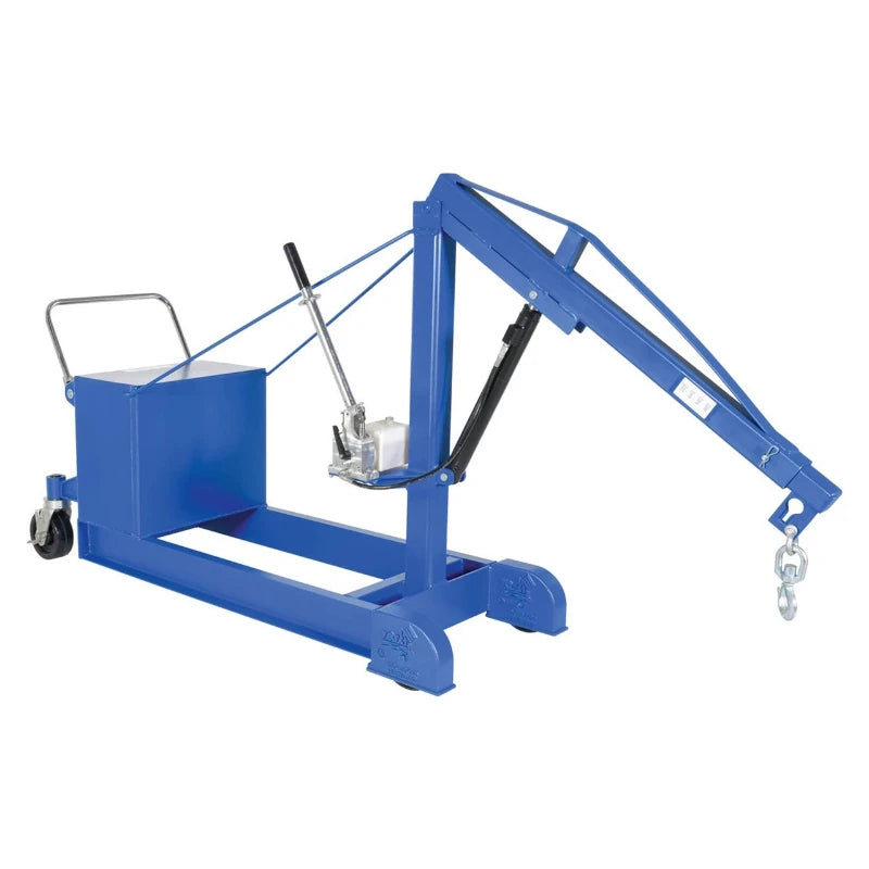 Counterbalance Floor Crane, 1,000 lb Capacity, 145.25" D x 102" H, Maneuverable Design