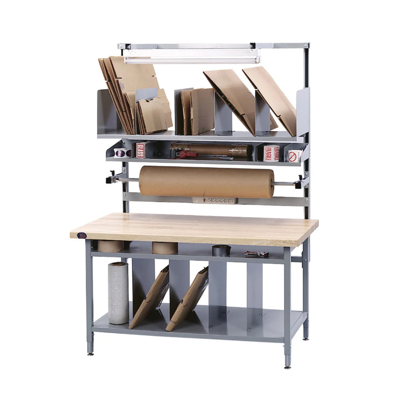 Proline BIB5 packaging workstation with laminate work surface and storage accessories