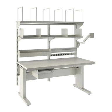 Representative adjustable packing station on fixed leveling feet; the selected P2 version includes casters not shown.