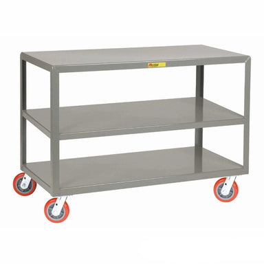  Mobile steel table, 60 W x 30 D, 3 shelves, 6 polyurethane casters