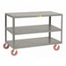  Mobile steel table, 60 W x 30 D, 3 shelves, 6 polyurethane casters