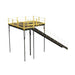 OSHA-approved steel mezzanine with a ladder and stairway, measuring 144" W x 96" D x 144" H, designed for warehouse use.