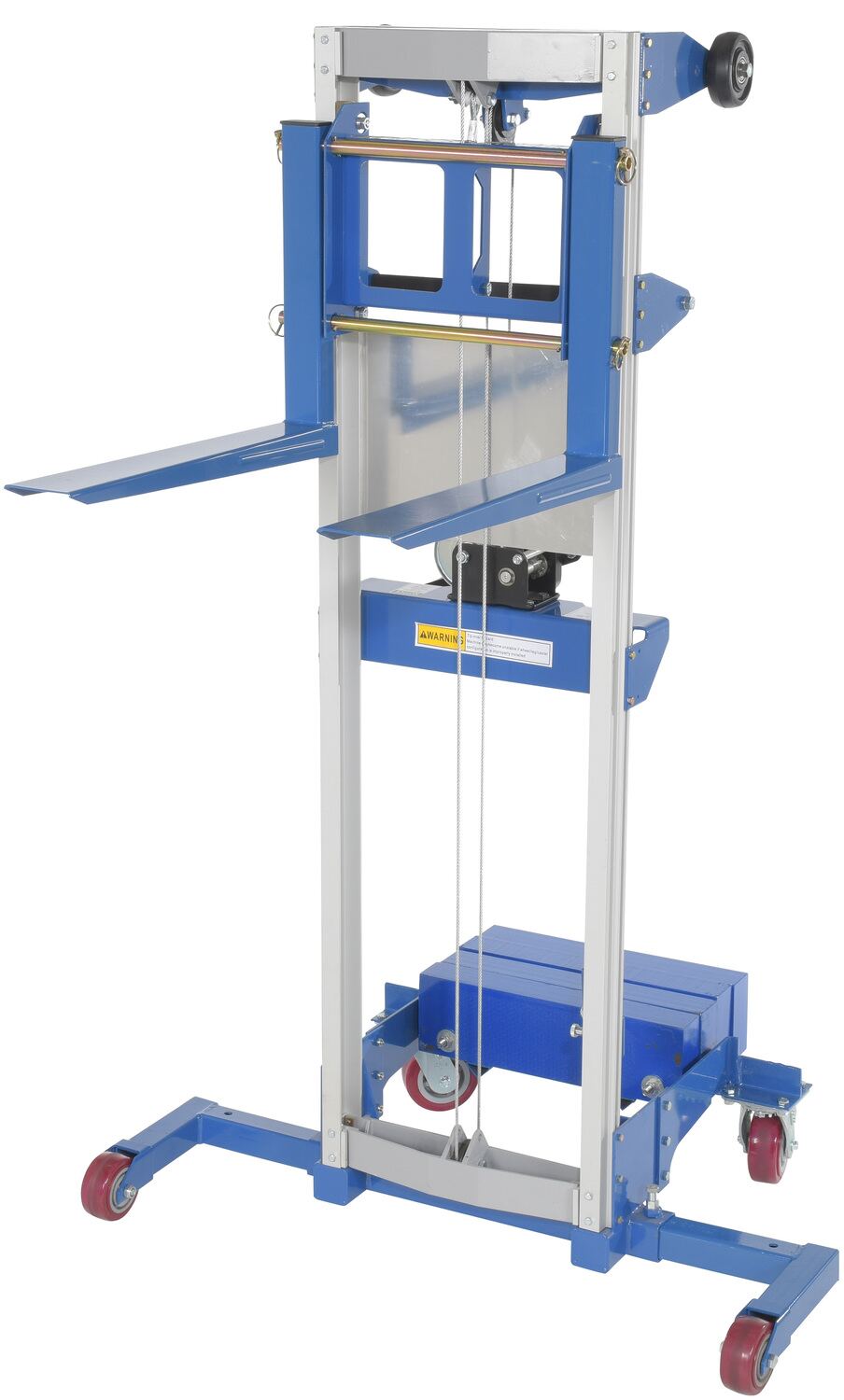Vestil A-LIFT-CB counterbalance manual stacker with forks raised.
