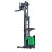 EK18RR-Li Series stand-up reach truck in green and black, featuring a 4000 lb capacity against a white backdrop.