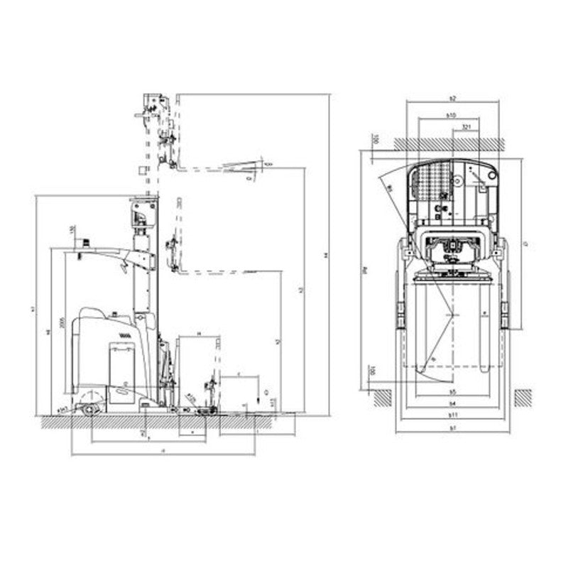 A green and black stand-up reach truck, EK18RR-Li Series, with a 4000 lb capacity displayed on a white background.