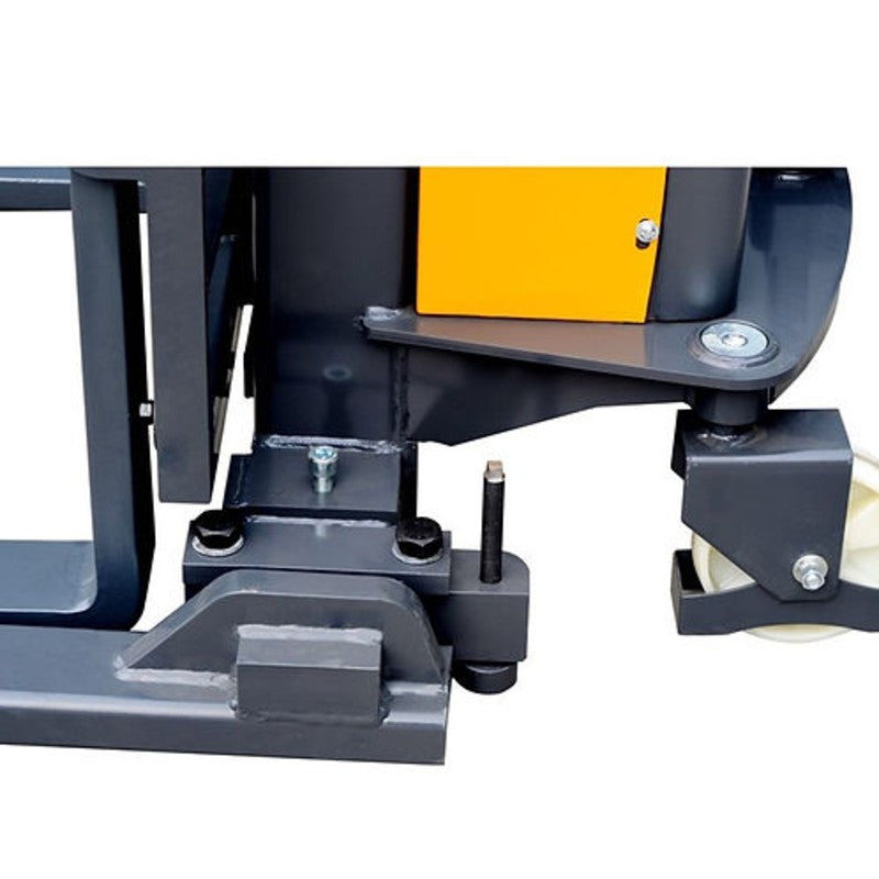 EKKO EA15B semi-electric straddle stacker, capable of lifting 3300lb, presented on a plain white background.