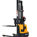 EKKO EB12E straddle stacker, 2640 lbs capacity, 119.4 inches tall, suitable for various lifting tasks in industrial settings.