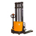 A full-powered straddle stacker forklift with a side handle, designed for lifting up to 2800 lbs.
