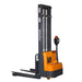 EKKO EB14C-138 straddle stacker forklift featuring a handle on top, capable of lifting 3000 lbs efficiently.
