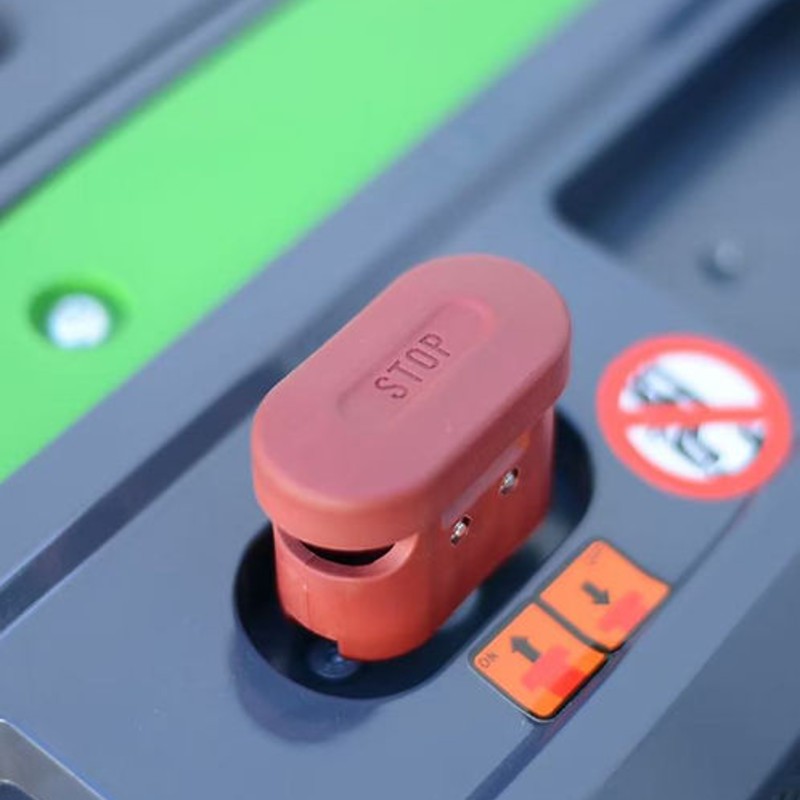 EKKO EK10S-118LI counterbalanced walkie stacker, showcasing a green and black design with a 2200 lb capacity.