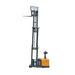 The EKKO EK13S-177 walkie stacker features a man standing on top, highlighting its counterbalanced and side-shifting design.