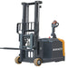 EKKO EK14S-130 walkie stacker forklift featuring a yellow and black design, equipped with side-shifting functionality.