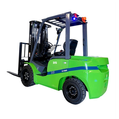  Green EKKO EK35GT-Li lithium-powered forklift on a white background, with a 7,000 lbs capacity and 185" lift height.