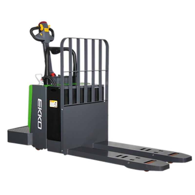  Green and black EKKO EP30A-Li lithium pallet jack, designed for lifting and transporting loads up to 6600 lbs efficiently.
