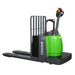 Green and black electric pallet jack, model EKKO EP30A-Li, with a 6600 lbs capacity, designed for efficient material handling.