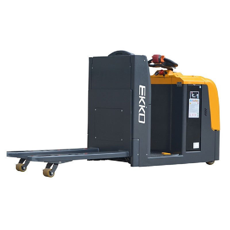 EKKO EPC30A center-controlled rider pallet jack displayed on a white background, designed for loads up to 5000 lbs.