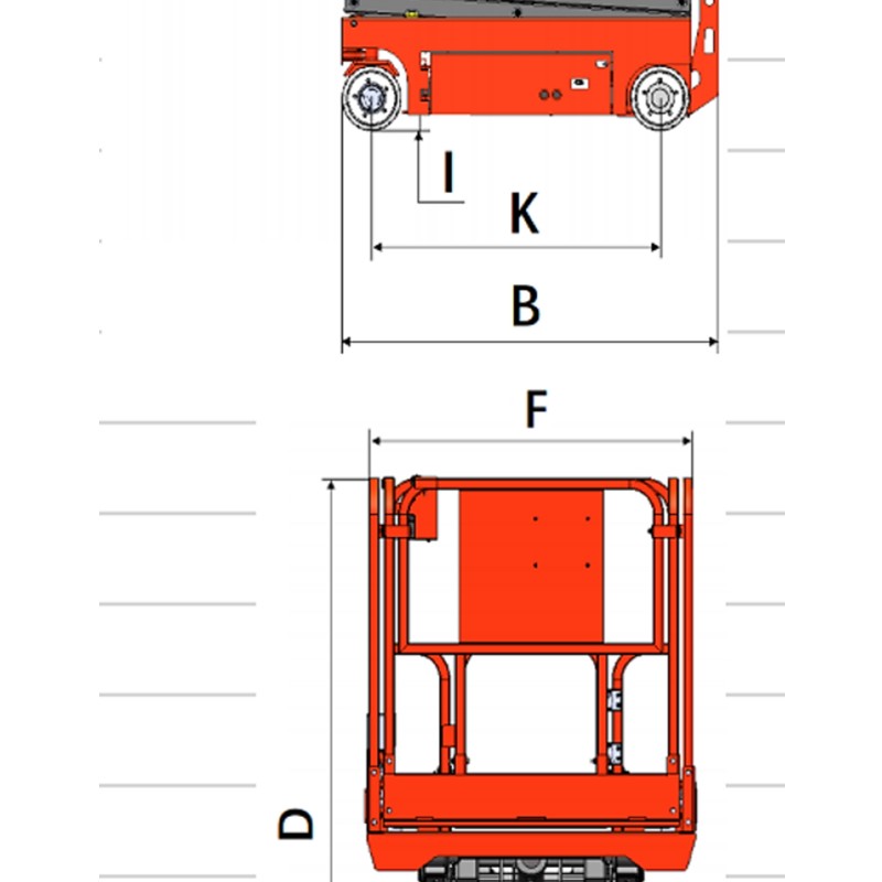 Orange EKKO ES60E aerial lift, designed for heights up to 19 feet, presented on a clean white background.