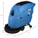 Dimension illustration of the Global Industrial floor scrubber, showing its overall size and 20-inch cleaning path.