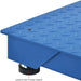 Close-up of the pallet scale’s diamond-plate steel platform and adjustable leveling foot.