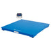 Blue Global Industrial NTEP pallet scale with a 4' × 4" diamond-plate platform and remote LED indicator, rated for 5,000 lb × 1 lb.