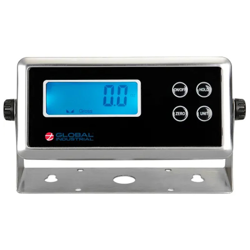 Close-up of the LCD indicator included with the Global Industrial pallet scale.