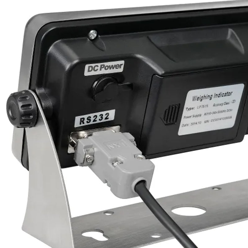 Close-up of the back of the LCD indicator and its cable connection.