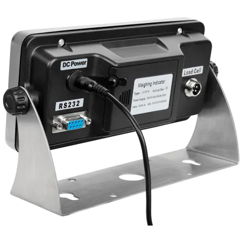 Rear view of the LCD indicator showing its controls, connection port, and attached cable.