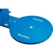 Close-up of the circular turntable on the blue pallet stretch wrapper.