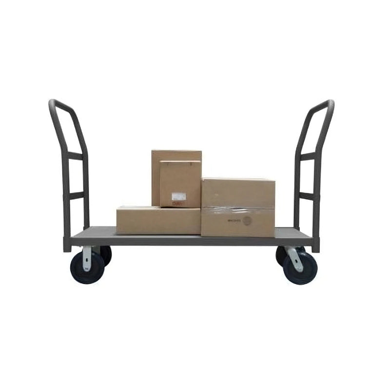 Heavy-duty platform truck with boxes on it, dimensions 36" W x 24" D x 38.5" H, set against a white background.