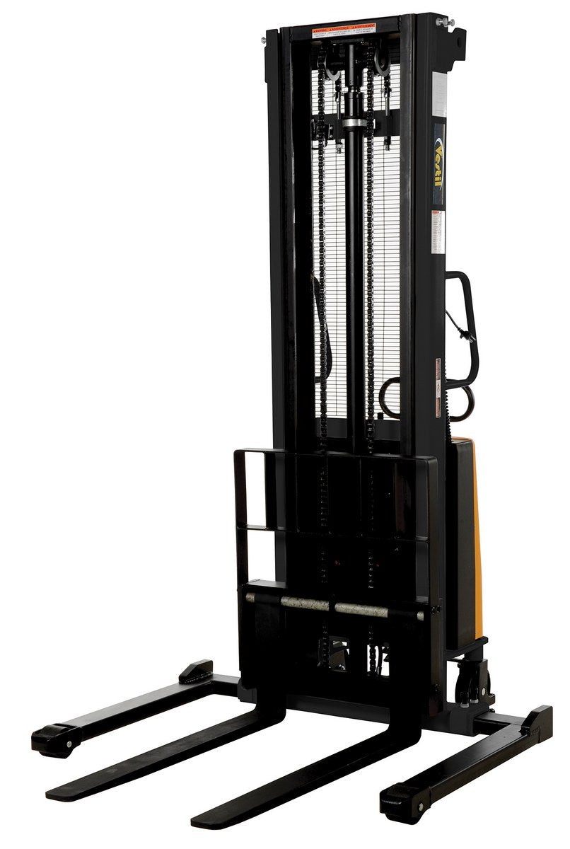 Vestil SL-137-AA adjustable-fork stacker, front angled view.