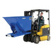 A blue dump truck equipped with a sturdy metal frame, capable of holding up to 6,000 lbs in its trash hopper.

