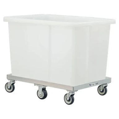Heavy-duty tub cart with a white molded poly tub, aluminum frame, and wheels