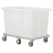 Heavy-duty tub cart with a white molded poly tub, aluminum frame, and wheels