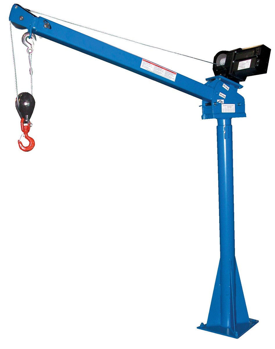 Vestil WTJ-20-3-DC jib crane with DC winch and suspended hook.
