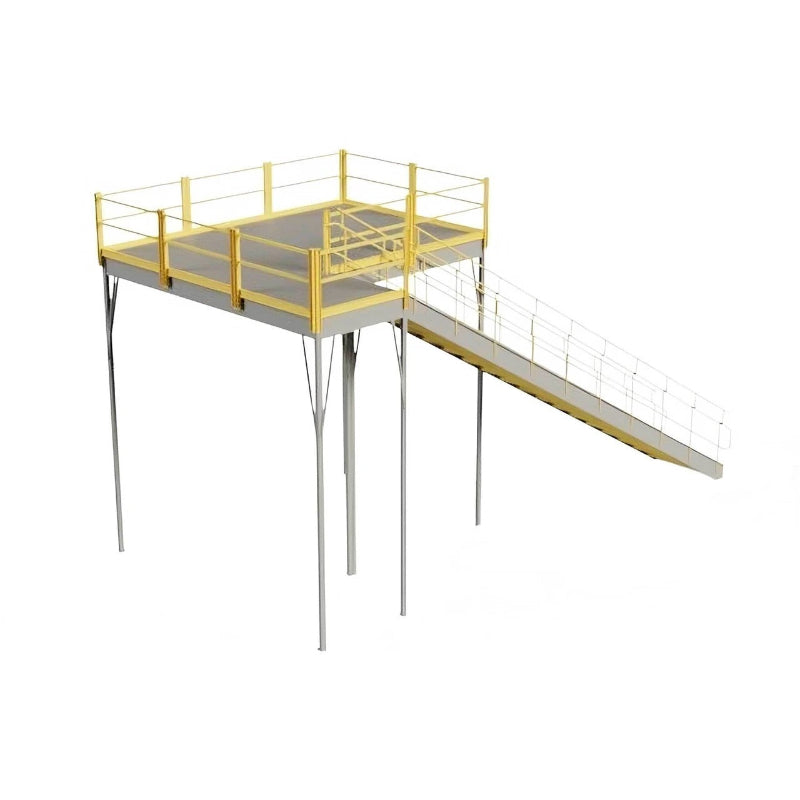 Warehouse Mezzanine, 144" W x 96" D x 144" H, Anti-Skid Tuffdeck, IBC Approved Stairway