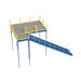Visual of a metal mezzanine with an OSHA-approved stairway and anti-skid Tuffdeck, measuring 144" W x 96" D x 144" H.
