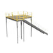 3D rendering of a metal warehouse mezzanine with anti-skid Tuffdeck and OSHA-approved stairway. Dimensions: 144" W x 96" D x 144" H.