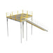 OSHA approved yellow metal mezzanine with anti-skid Tuffdeck, includes a stairway and ladder for access.