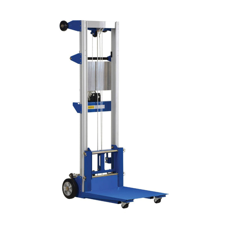 Manual Stacker Lift with Deck Platform, 400 lb Load Capacity, 21" D x 117" H, Standard Lift Design