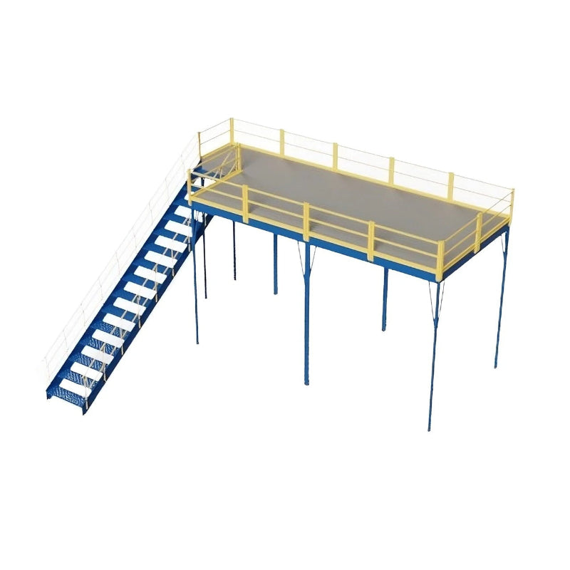 Warehouse Mezzanine, 10' W x 20' D x 12' H, Anti-Skid Tuffdeck, OSHA-Approved Stairway