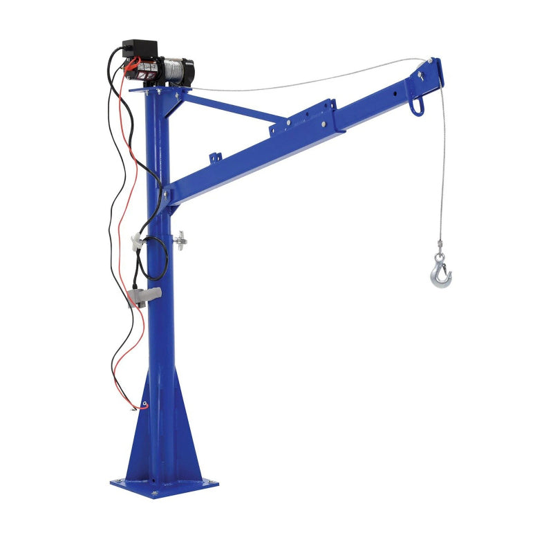  Industrial Jib Crane, 1,500 lb Capacity, 12 Volt DC, 1 HP, 360° Manual Rotation, Adjustable 43.0625"-66.75" Boom Reach