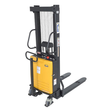  Electric Pallet Stacker, Fixed Forks, 2.125"-63" Lift Range, 29.25" W x 66" D x 78" H
