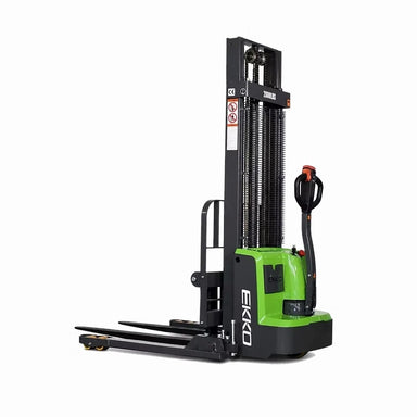 EKKO EB13ES-Li three-quarter view with forks lowered.