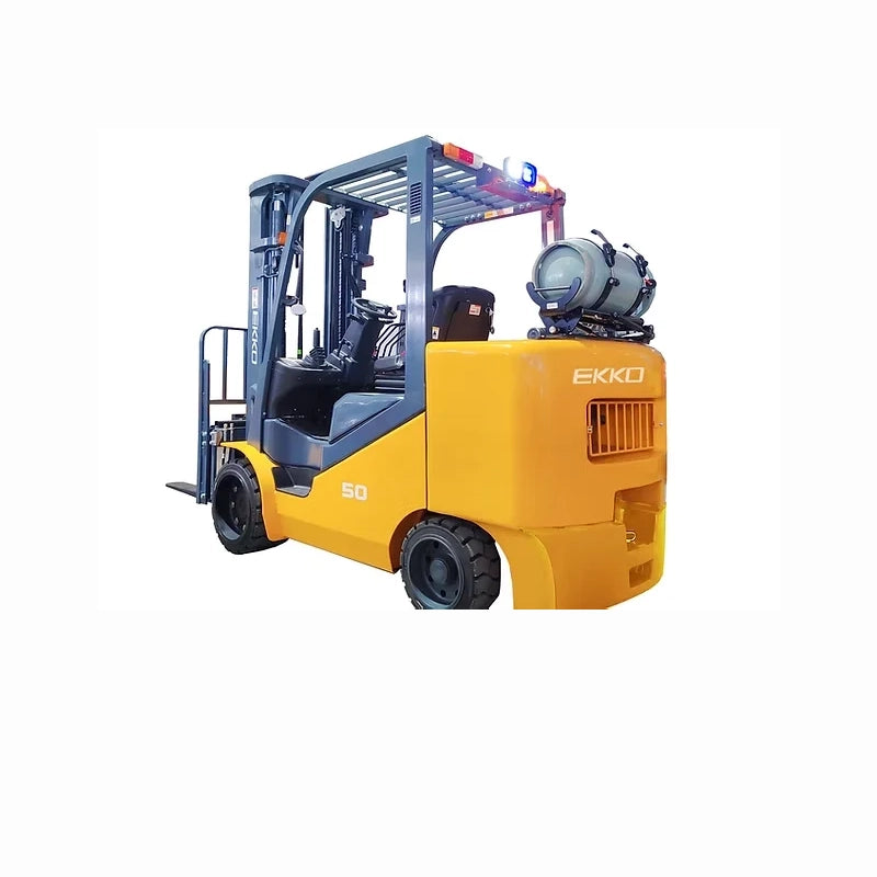 EKKO EK50LP rear three-quarter view showing the counterweight and overhead guard.